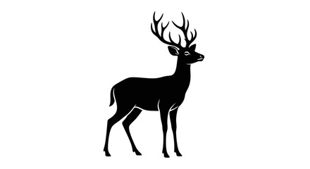 A cute brown wild deer silhouette vector illustration features a majestic stag with antlers, capturing the essence of nature and wildlife in a clean elk or reindeer head art design © Md