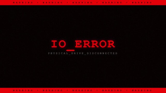 Computer IO Error Physical Drive Disconnected Technology Error Screen.