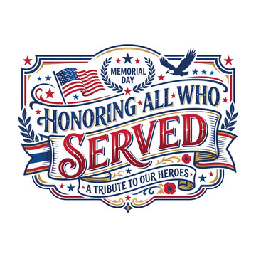 Vintage Style Memorial Day Design with Red, White, and Blue Elements