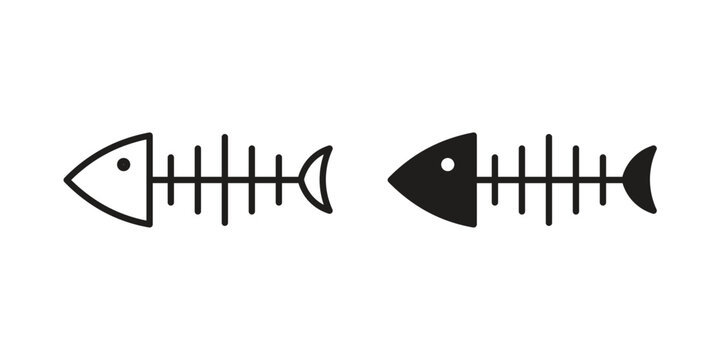 Fish bones icon line vector illustration in solid color design