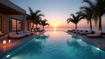 Fototapeta premium Luxury resort with villa and pool