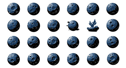 Cratered Moon Planet Surface Silhouette Icons and Vector Space Game Illustration Assets © Fajarputra