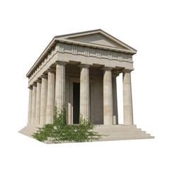 Fototapeta premium A small stone temple with columns and steps isolated on transparent background