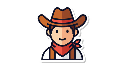 Obraz premium Cartoon cowboy illustration on white background
