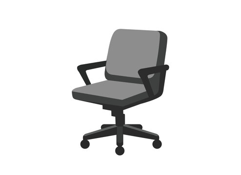 Grey Ergonomic Office Chair icon.  Office furniture isolated. 