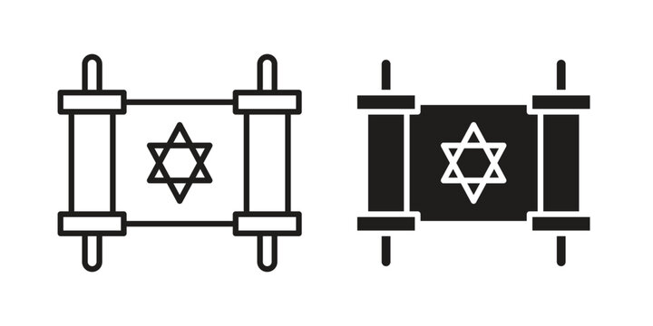 Scroll Torah icon line vector illustration in solid color design