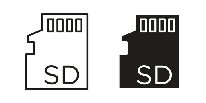 Sd card icon line vector illustration in solid color design