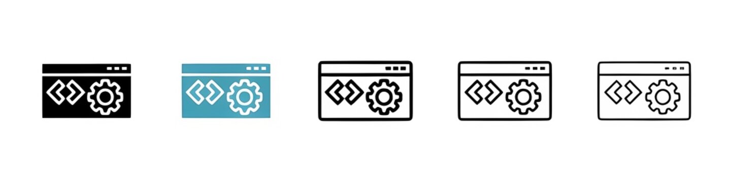 Back end vector illustration set. Java developer app programming icon. Website application code symbol for UI designs. Thin line customizable illustration. Contour symbol. Vector isolated outline 