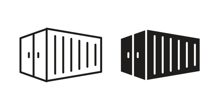 Shipping Container icon line vector illustration in solid color design
