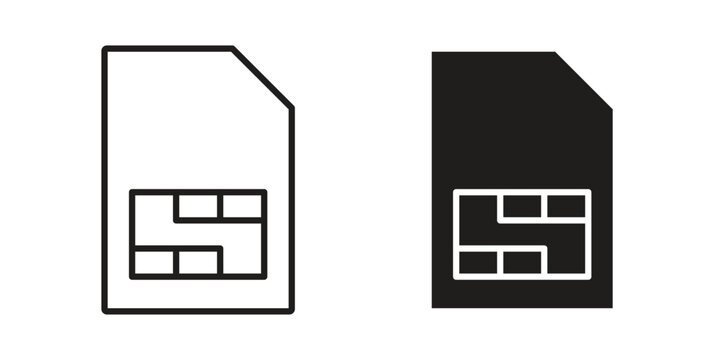Sim card icon line vector illustration in solid color design