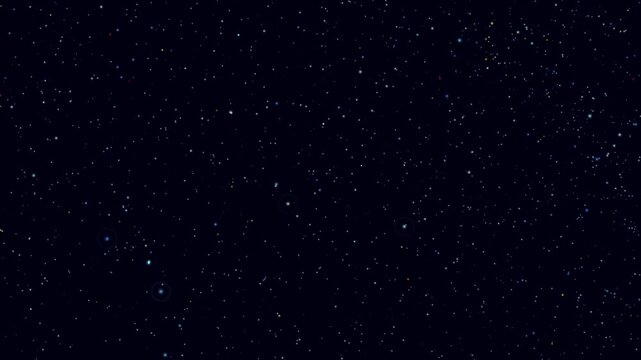Realistic night sky filled with dense field of shining flickering stars and distant galaxies. Celestial background captures vastness of cosmos with varying star magnitudes and subtle color shifts,for 