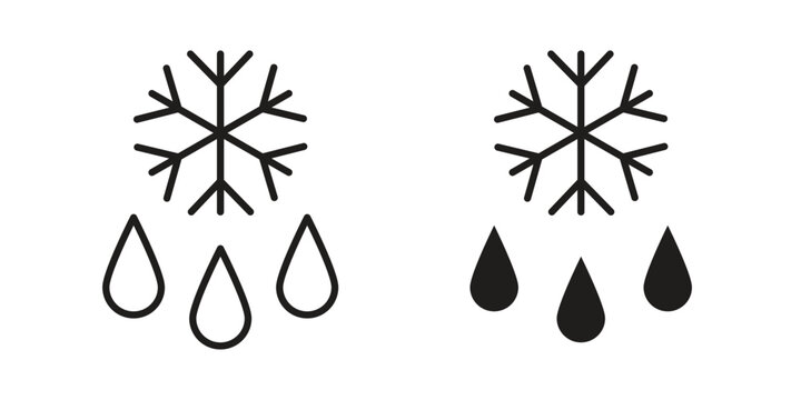 Snowflake droplets icon line vector illustration in solid color design
