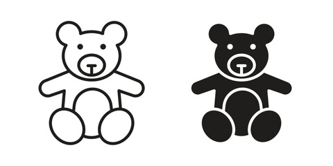 Naklejka premium Teddy bear icon line vector illustration in solid color design