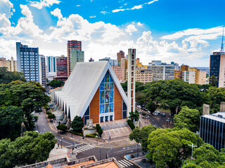 Londrina PR - Aerial view of Londrina Cathedral and the city center.