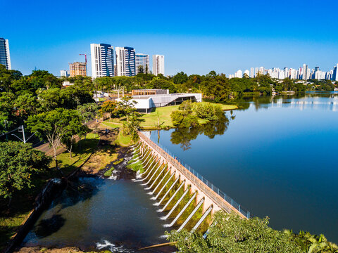 Londrina PR - Aerial view of the Iap&oacute; Lake Dam, in Londrina, Paran&aacute;