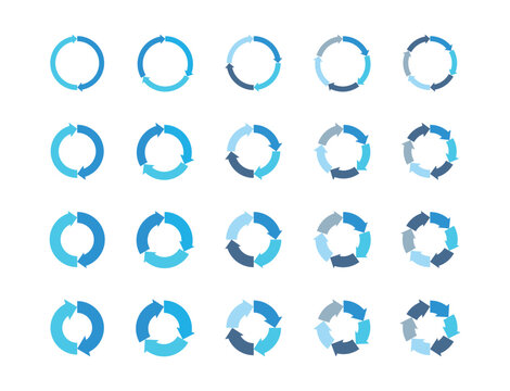 イラスト素材：サイクル図　サイクル矢印　青　set of recycling icons. recyclable icon set
