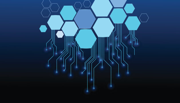 Abstract Digital Network Technology Hexagon Data Connections with vector illustration