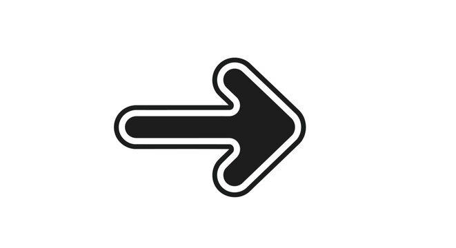 A thick black arrow pointing to the right with a white outline