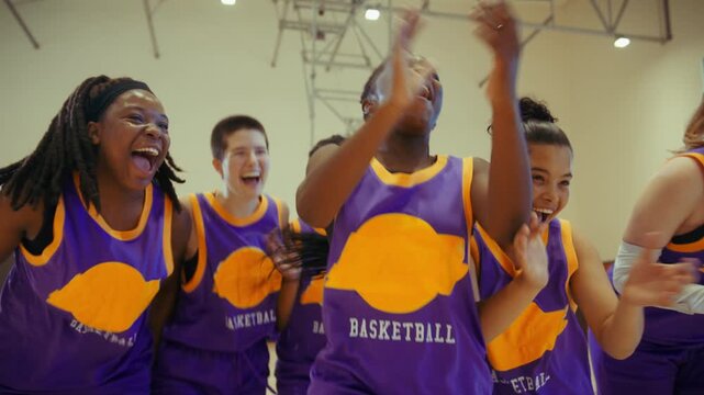Diverse female team celebrating victory