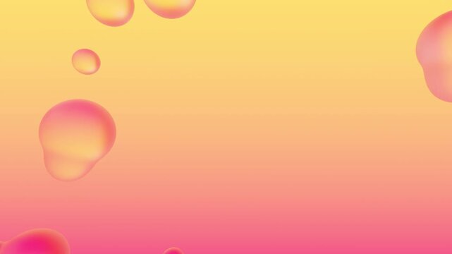 Horizontal 3D abstract bubbles background copyspace gradient pastel orange pink, wallpaper banner header template poster loop animation, wellness skincare spa sunset concept