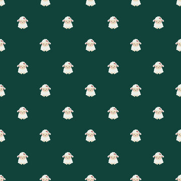 Artistic illustration of sweet sheep in a seamless surface design