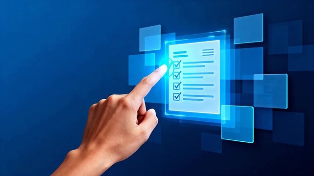 Hand interacting with digital checklist