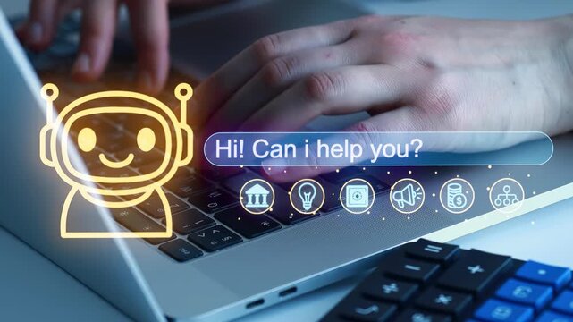 Support assistant offers help on laptop during work hours for better user experience and interaction tasks.