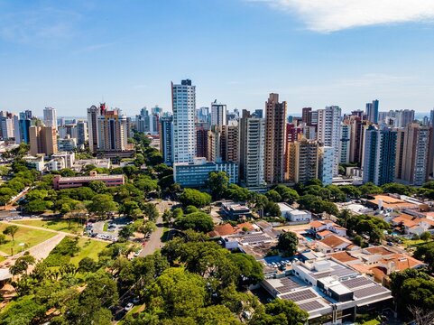 Maring&aacute;, PR - Aerial view of downtown Maring&aacute;, Paran&aacute;.