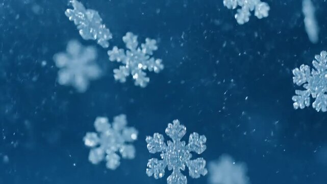 microscopic view of ice crystals floating in blue water