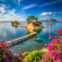Obraz premium Serene Spring Morning View of Cameo Island, Zakynthos, Greece 