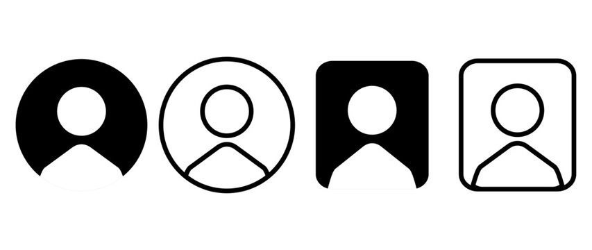 Vector flat illustration. Set of icons in grayscale. Avatar, user profile, face icon, gender-neutral silhouette, profile picture. Suitable for social media profiles, icons, splash screens and as a tem