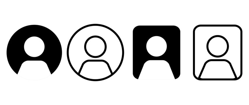 Vector flat illustration. Set of icons in grayscale. Avatar, user profile, face icon, gender-neutral silhouette, profile picture. Suitable for social media profiles, icons, splash screens and as a tem