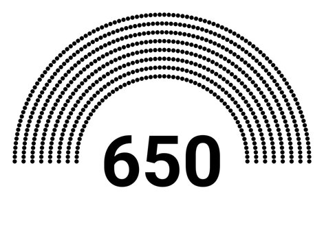 Hemicycle 650 seats - 8 rows