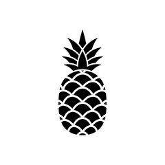 Obraz premium Pineapple icon black silhouette isolated on white background vector art