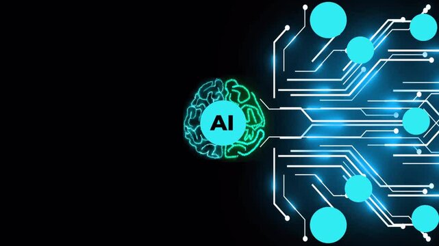 4K Transparent Agentic AI Digital Brain Animation. Glowing Multi-Agent System Nodes and Central Intelligence Hub (Alpha Channel)