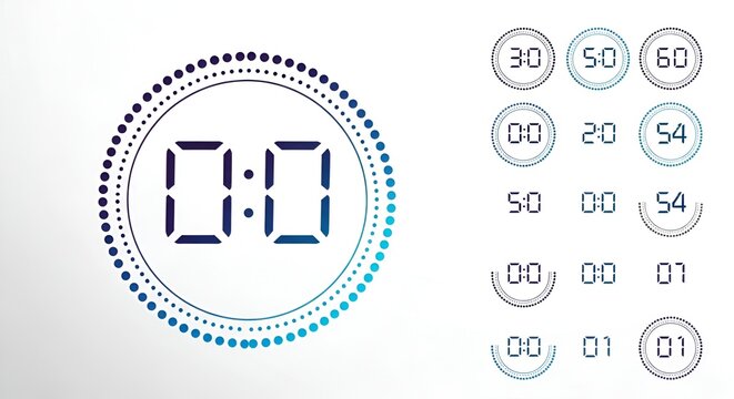 Digital Countdown Timer Clock Interface with Multiple Time Presets