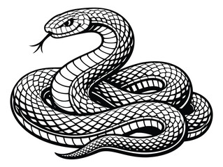 Fototapeta premium Engraving illustration of coiled serpent depicting detailed scale patterns for vintage tattoo and mystical design