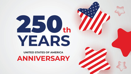 Minimal USA 250 Years Anniversary Background with Patriotic Icons