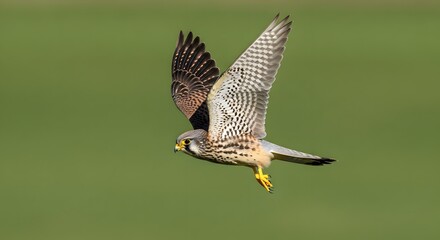 Fototapeta premium A bird of prey soars through the air with outstretched wings