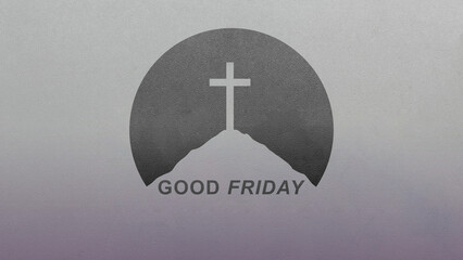 A minimalist silhouette of a Christian cross on a hill inside a circle, commemorating Good Friday....