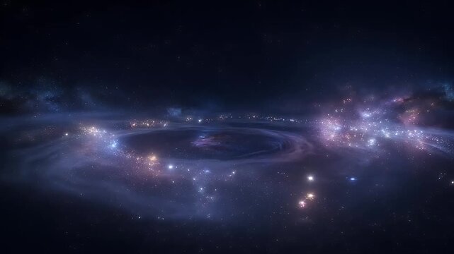 Magnificent Spiral Galaxy Formation with Nebula Swirls and Celestial Body Clustering