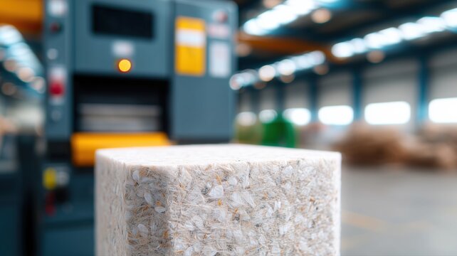 Industrieller Recyclingprozess mit moderner Metallpressmaschine in der Fabrikanlage