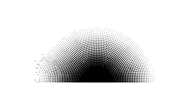 Halftone semicircle pattern, gradient dots, abstract geometric background