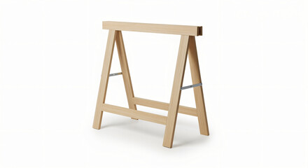 Wooden sawhorse isolated on white background