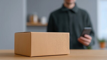 Eine Person verschließt ein Paket am Küchentisch mit einem QR-Code-Rücksendeetikett – ein typisches Merkmal des modernen E-Commerce-Alltags.