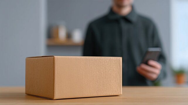 Eine Person verschlie&szlig;t ein Paket am K&uuml;chentisch mit einem QR-Code-R&uuml;cksendeetikett &ndash; ein typisches Merkmal des modernen E-Commerce-Alltags.