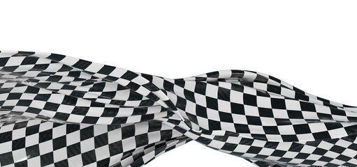 Naklejka premium Black and white checkered flag waving, suitable for racing, victory, or finish line themes. Isolated on white, perfect f