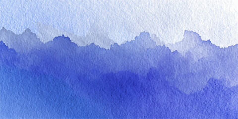 Abstract blue watercolor paint texture creates a frozen winter landscape of white clouds and ice under a cold sky for a nature pattern © ZT Stock Studio