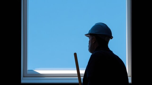 Professionelle Dachfensterreinigung im ausgebauten deutschen Dachgeschoss mit Sicherheitsgurt und Stangenwerkzeug
