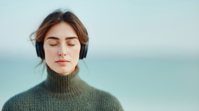 Entspannte Achtsamkeit durch Klangtherapie mit Kopfh&ouml;rern zur Stressbew&auml;ltigung und Meditation